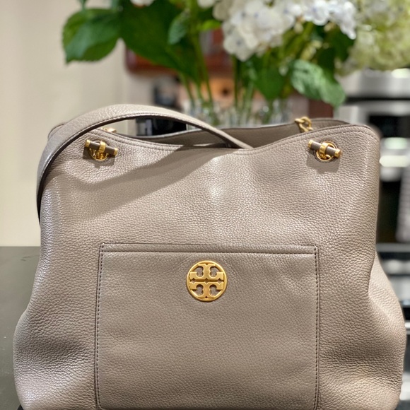 Tory Burch Grey Chelsea Slouchy Tote EUC - Picture 9 of 15